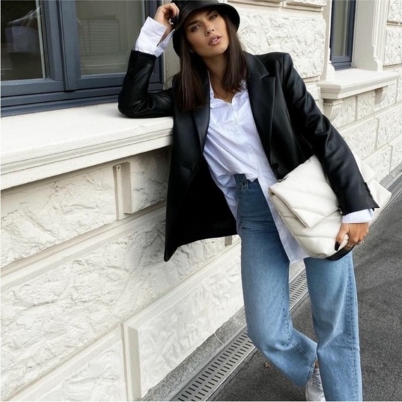 ZARA Faux Leather Blazer XS Blogger Favorite - Picture 5 of 13